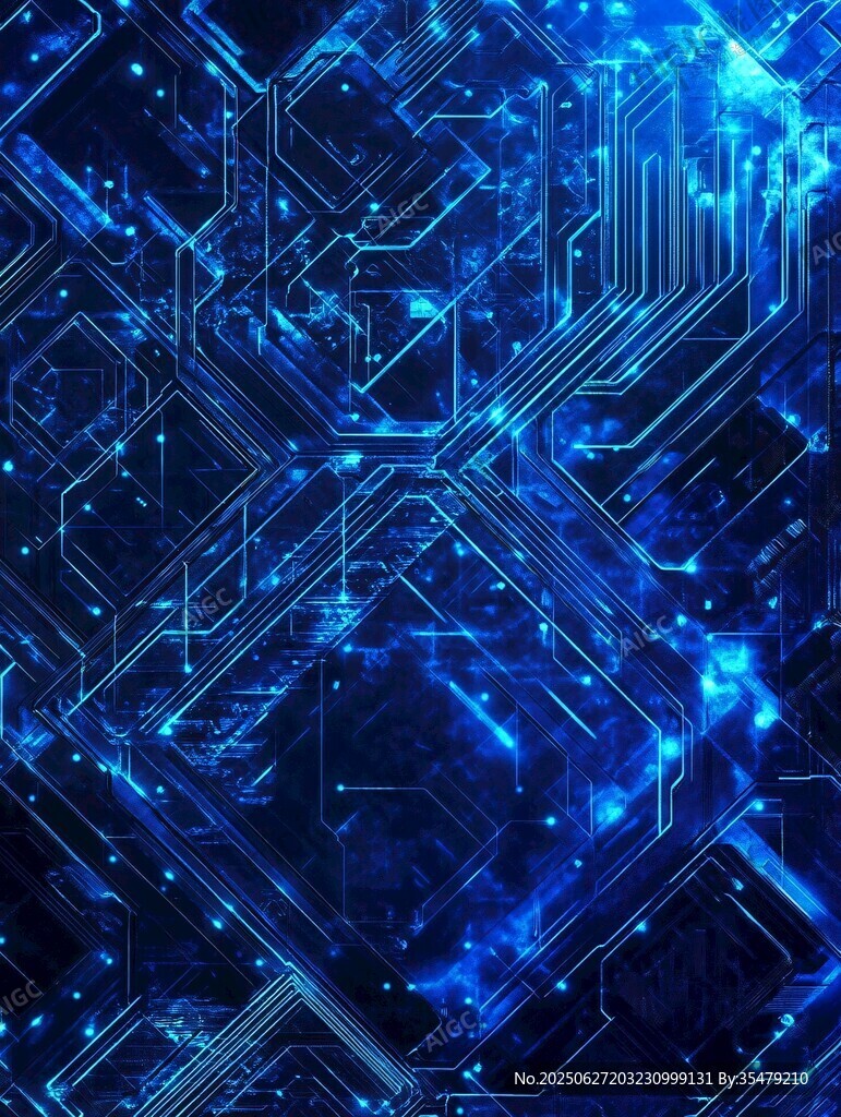 科技感藍色電路板背景圖