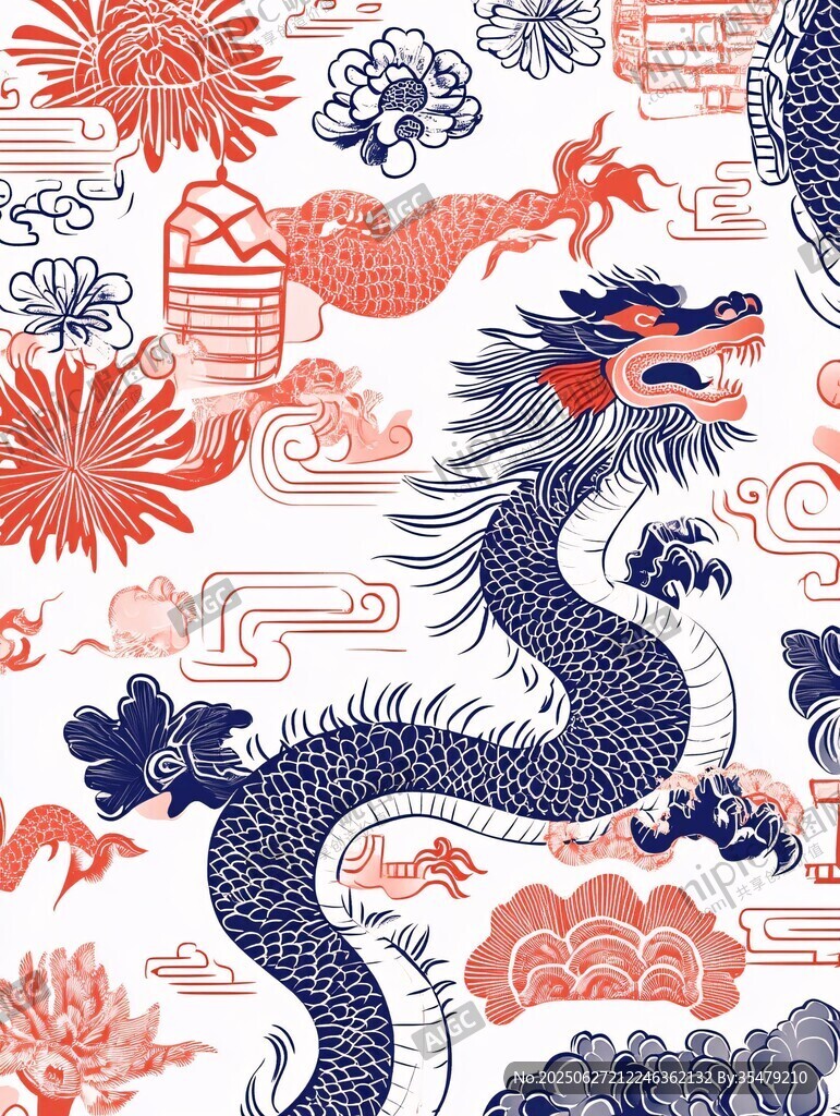 中式龍紋傳統吉祥圖案