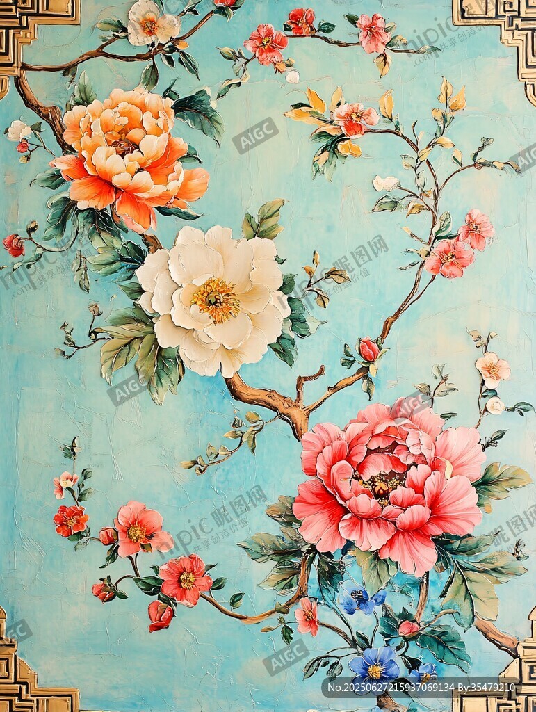 中式花鳥壁紙圖案設(shè)計(jì)