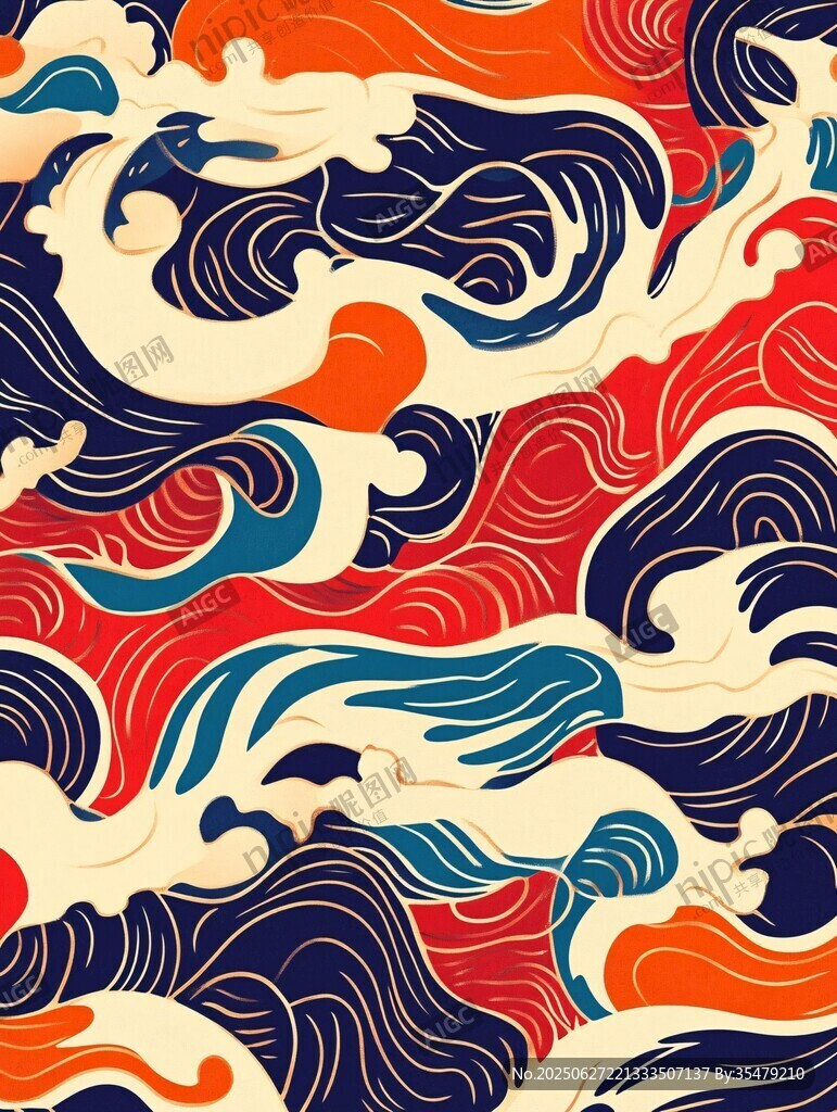 海浪圖案設(shè)計(jì) 色彩豐富