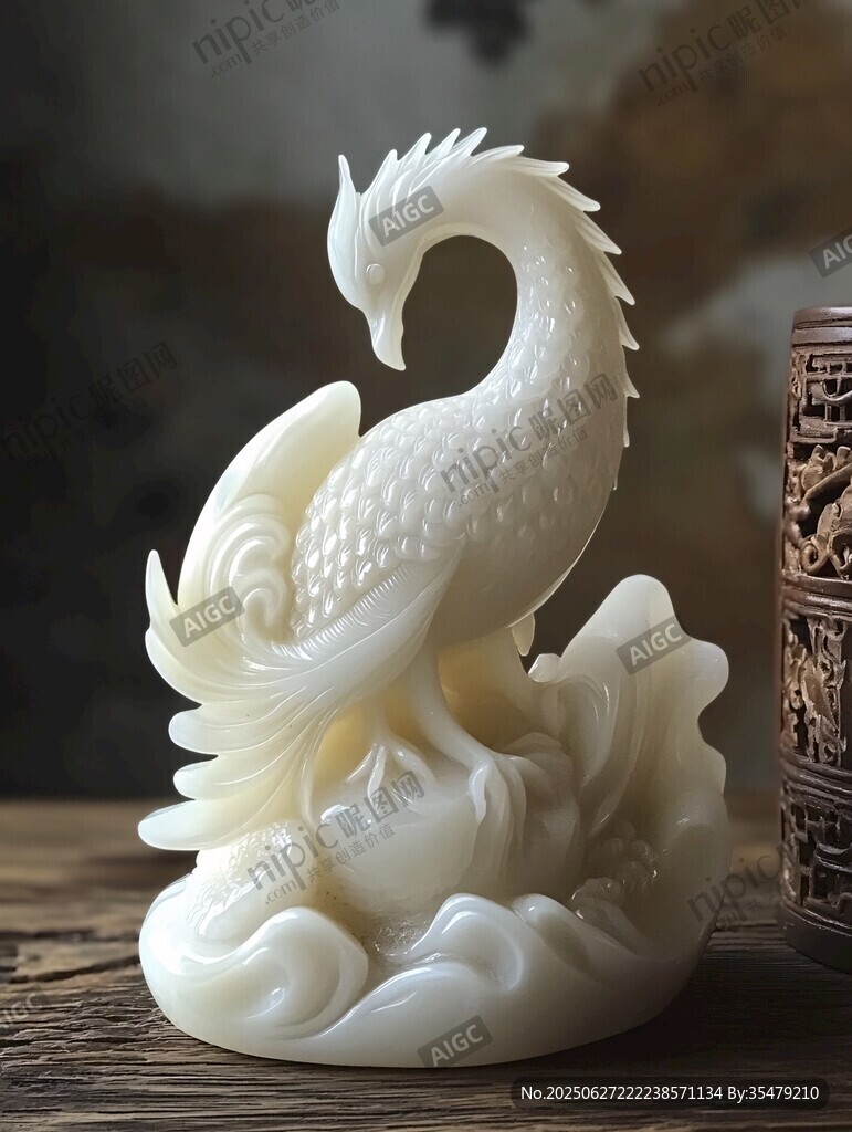 白玉鳳凰擺件 精致典雅