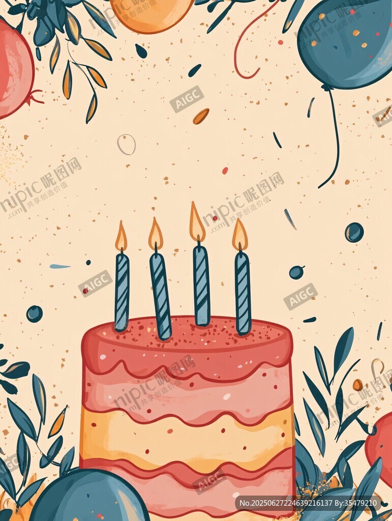 生日蛋糕慶祝插畫