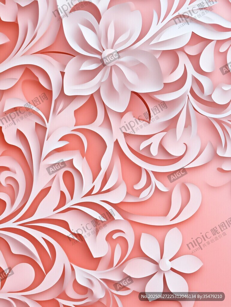 粉色立體花卉裝飾圖案