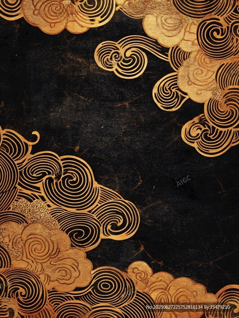 黑金祥云圖案背景紋理