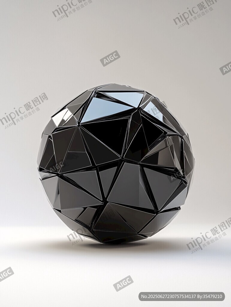 黑色多邊形幾何球體模型