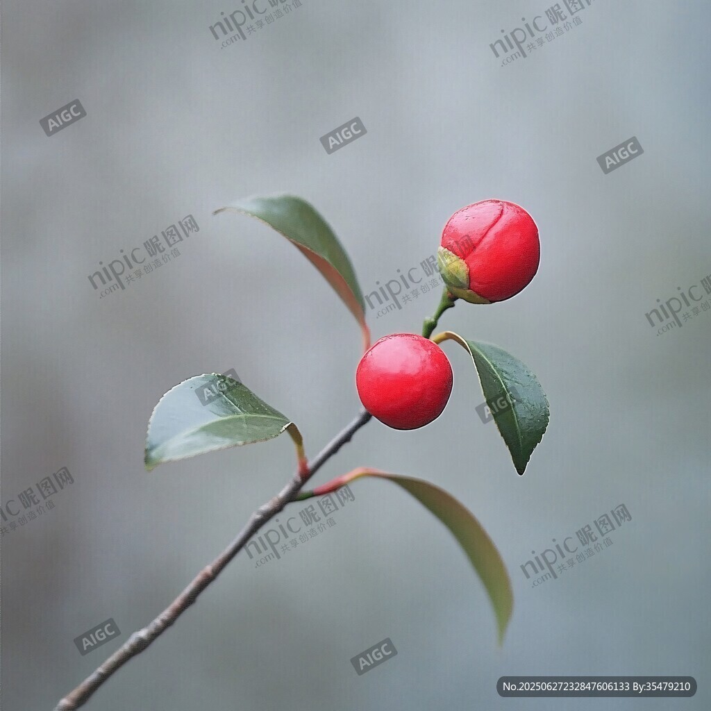 紅果綠葉枝頭俏