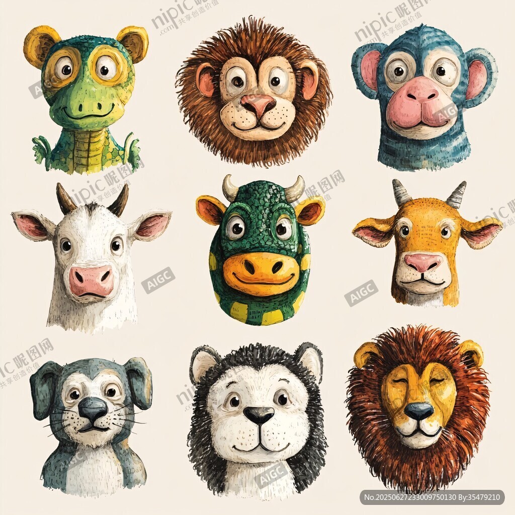 可愛動物頭像插畫集合
