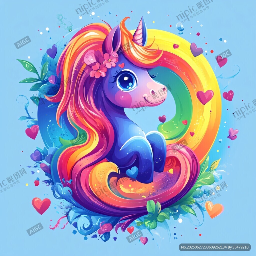 夢幻獨角獸與彩虹愛心世界
