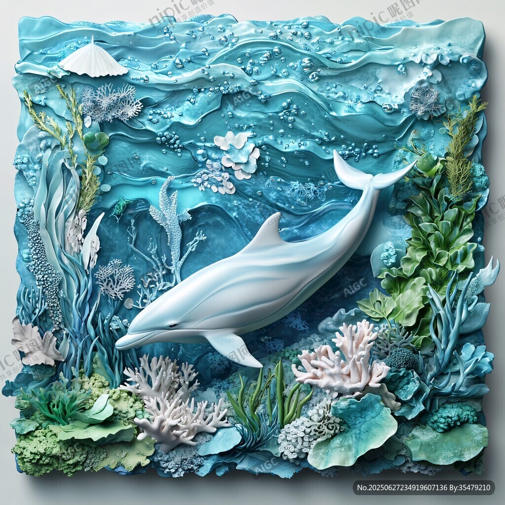 海底夢幻海豚紙藝浮雕