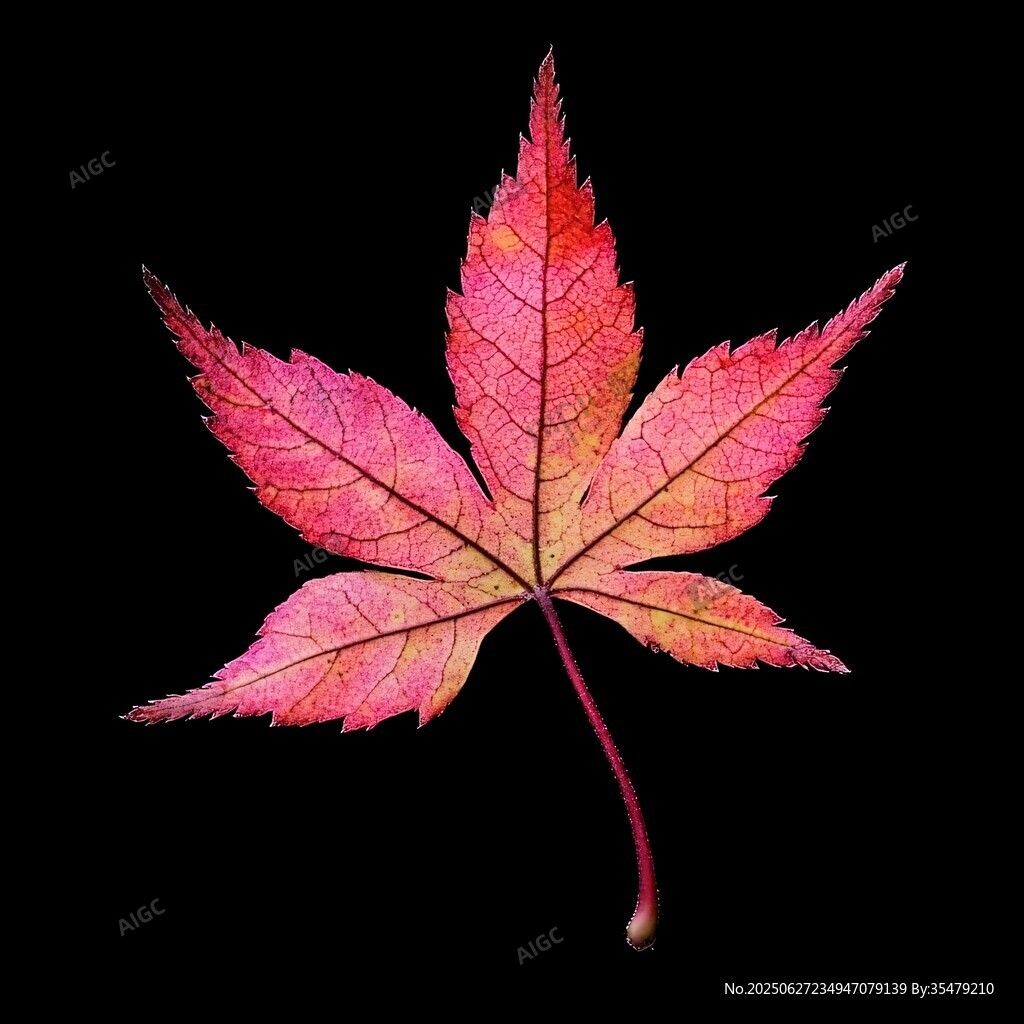 單枚絢麗多彩的楓葉特寫(xiě)
