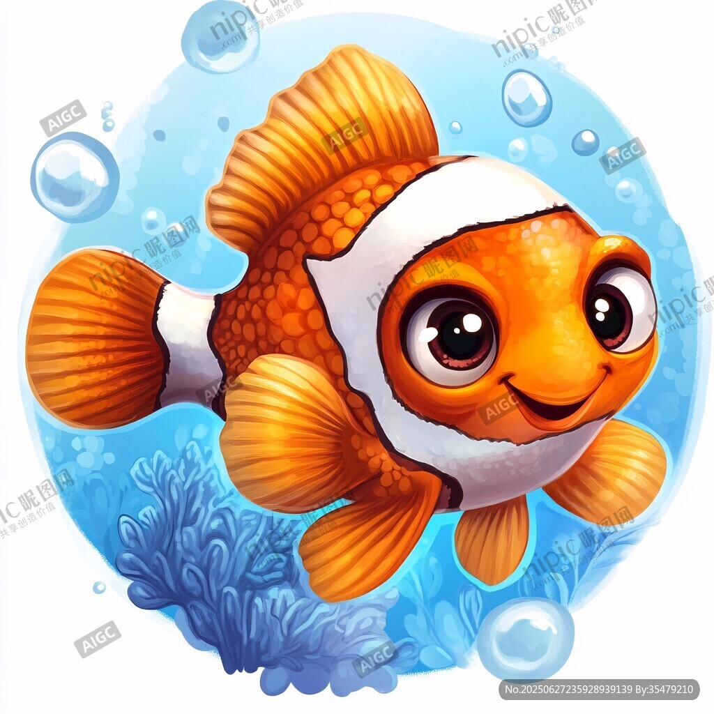 可愛小丑魚在水中暢游