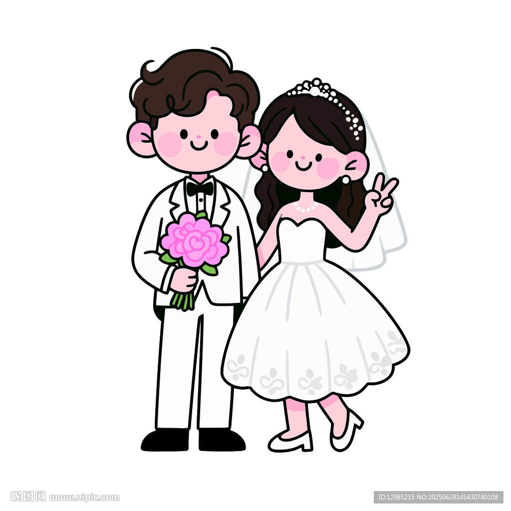卡通風(fēng)格新婚夫婦甜蜜形象
