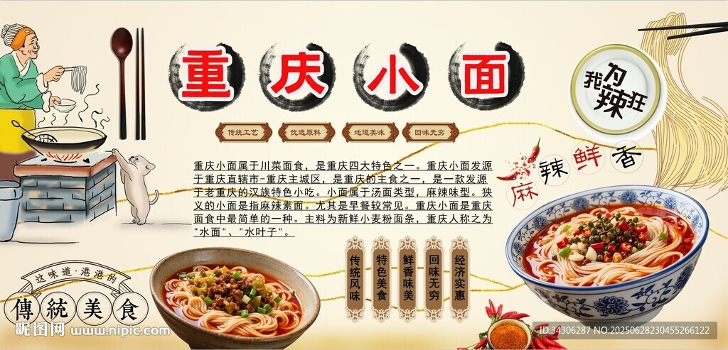 重慶小面背景墻