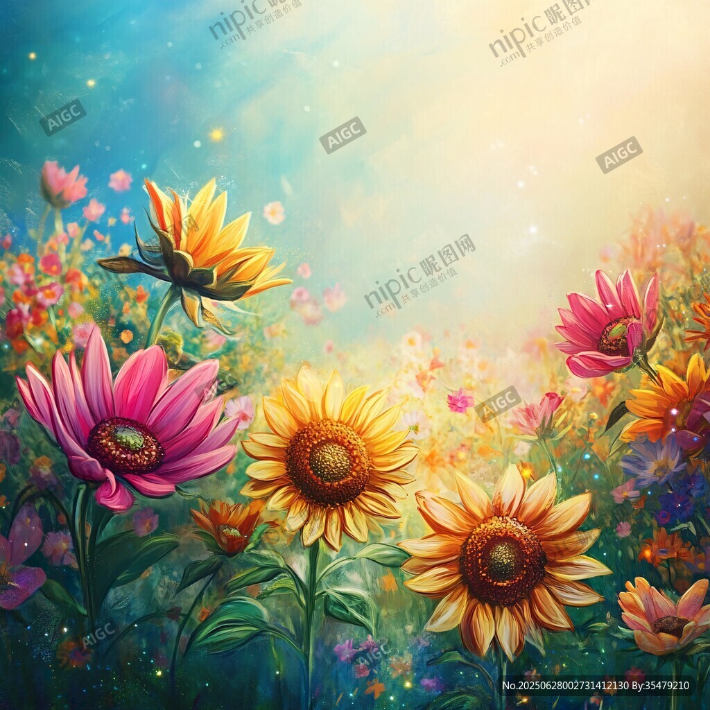 夢幻向日葵花海浪漫圖景