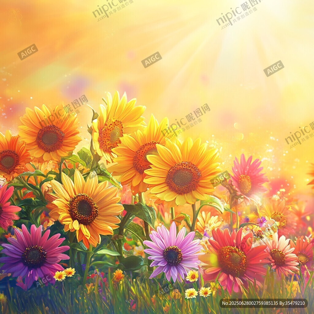 陽光花海中的絢爛向日葵