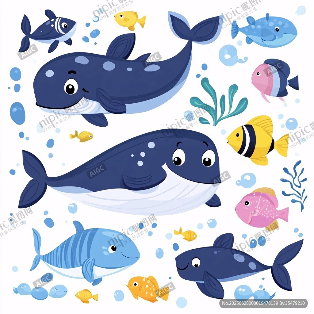 海洋動物卡通插畫集合