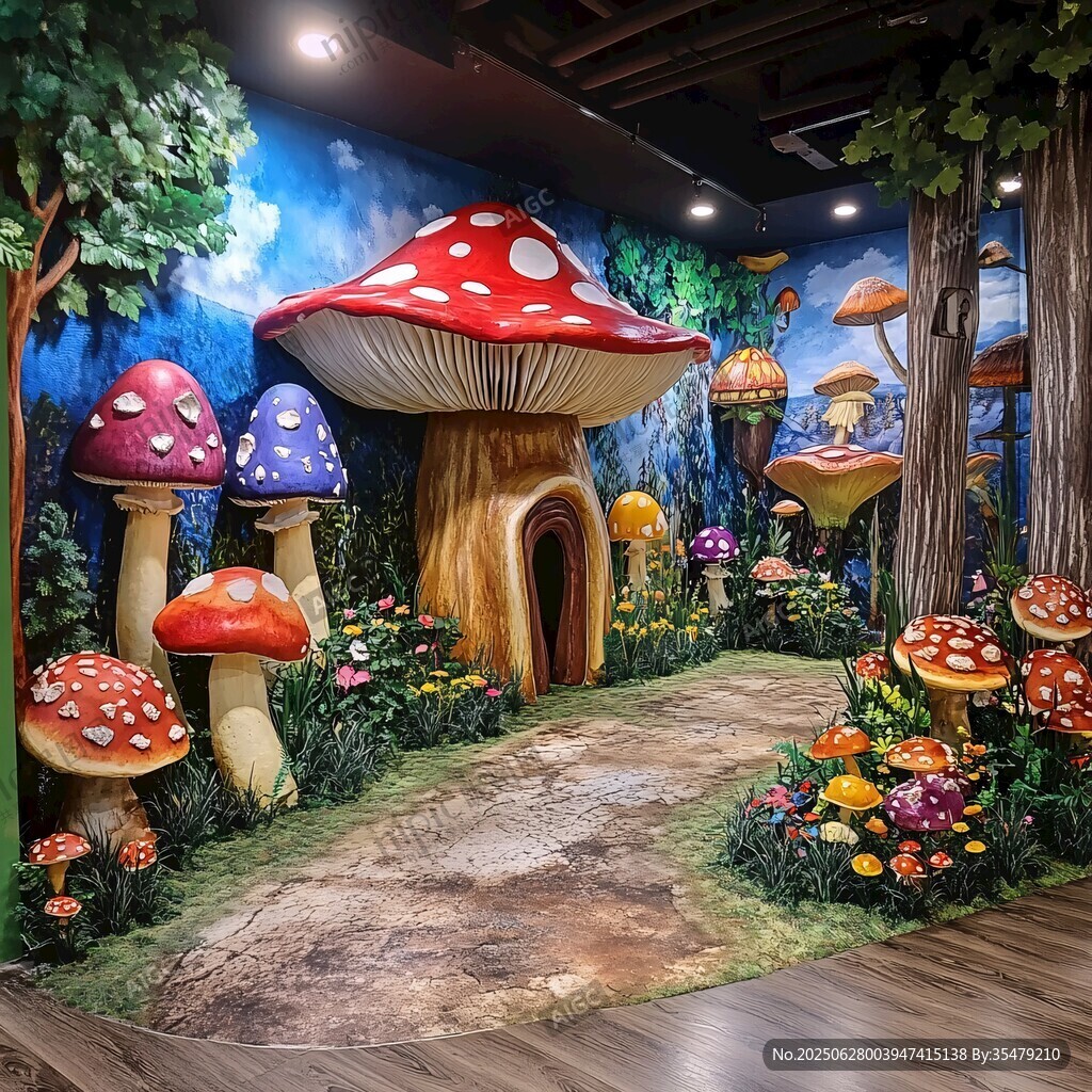 夢幻蘑菇童話小屋場景