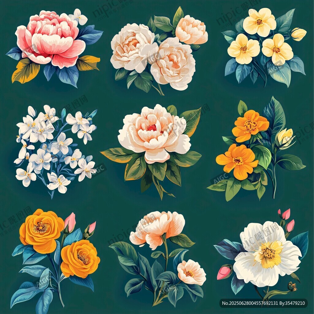 多彩花卉插畫集合