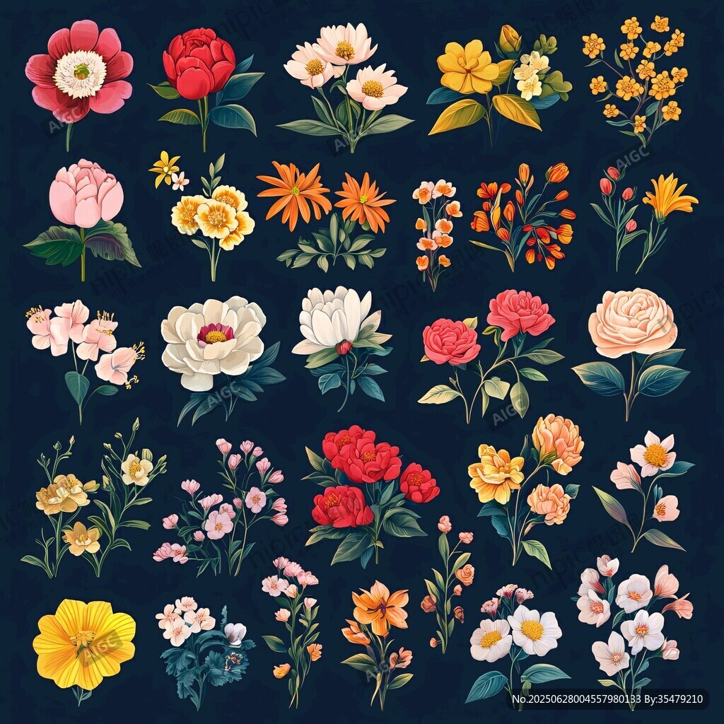 多彩花卉插畫集合