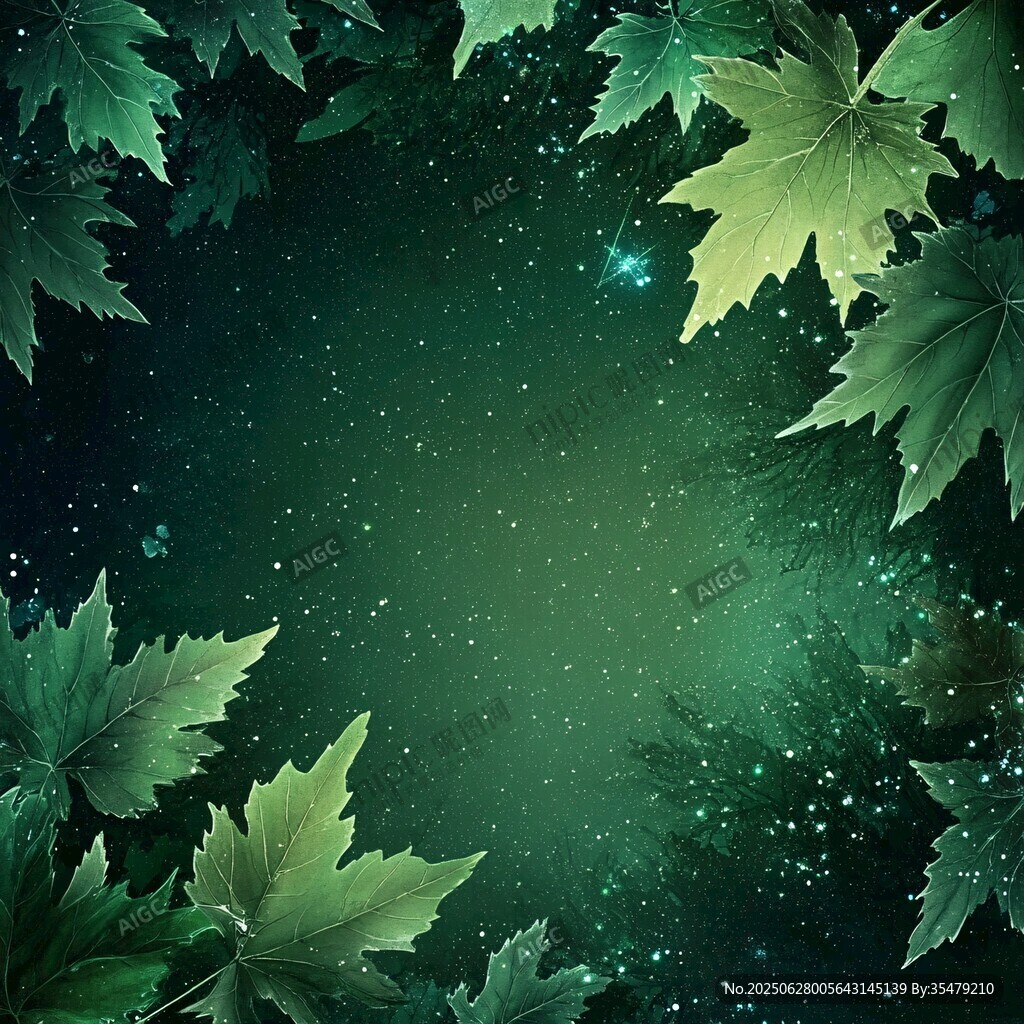 夢(mèng)幻綠葉星空背景圖