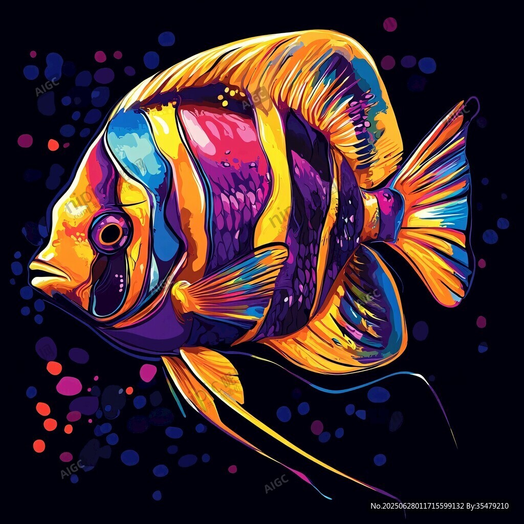絢麗多彩熱帶魚插畫