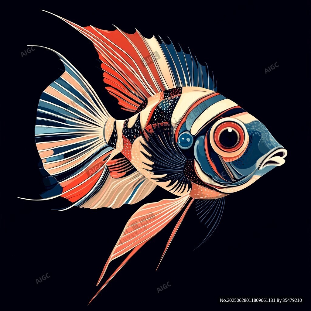 多彩條紋藝術(shù)風(fēng)觀賞魚