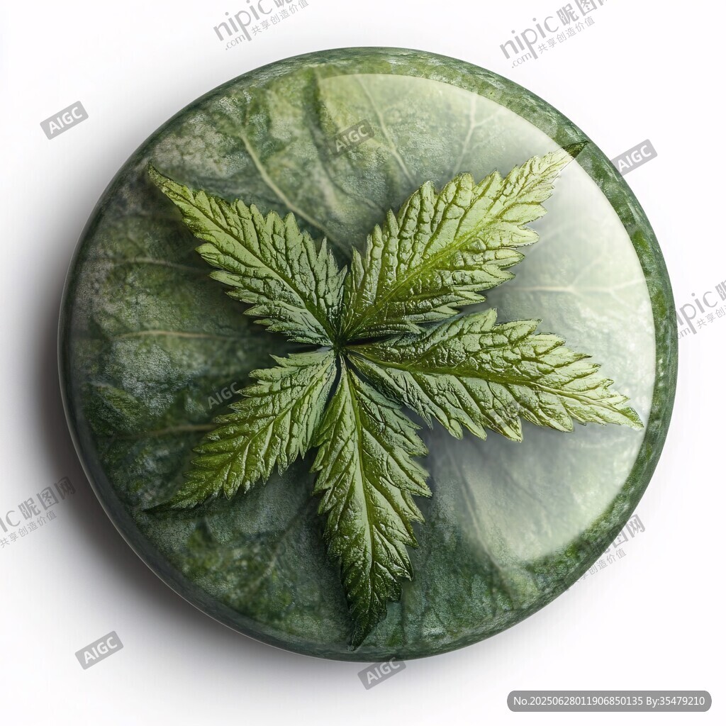 綠底大麻葉圓形裝飾物件
