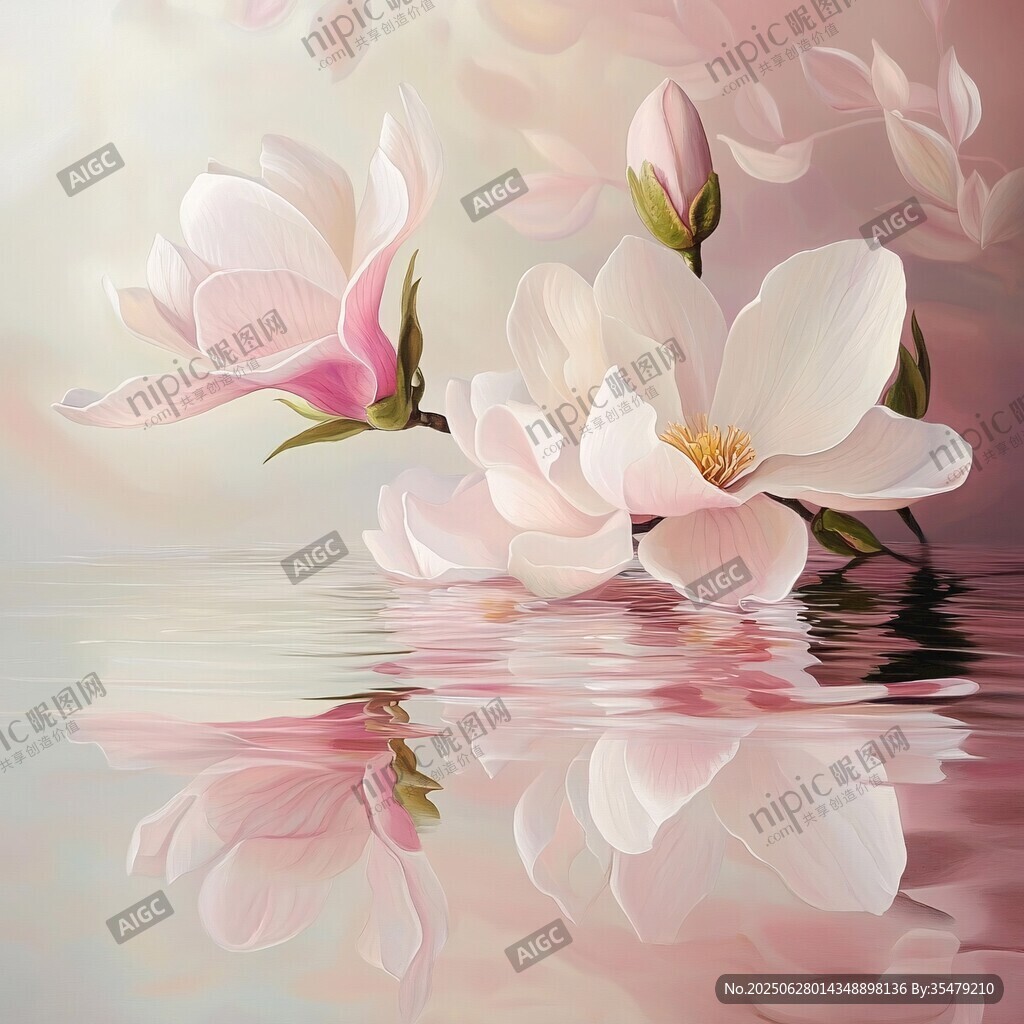 水中玉蘭花 柔美夢(mèng)幻景象