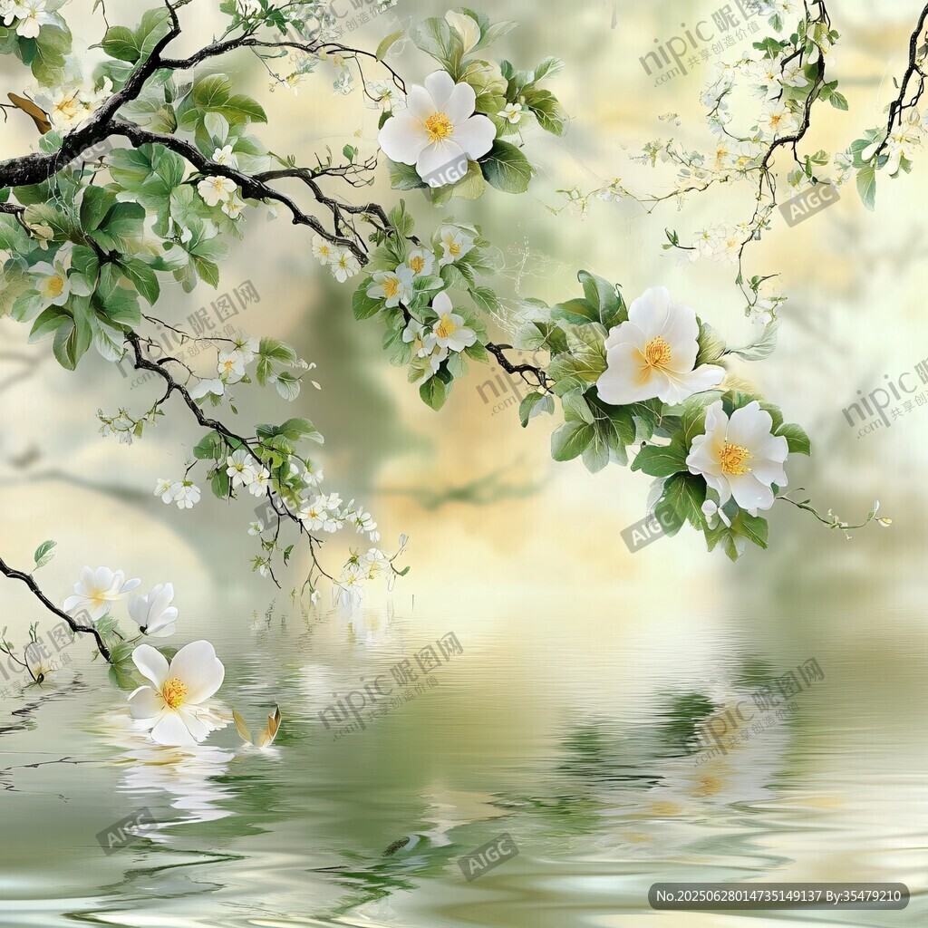 春日繁花映水唯美圖景
