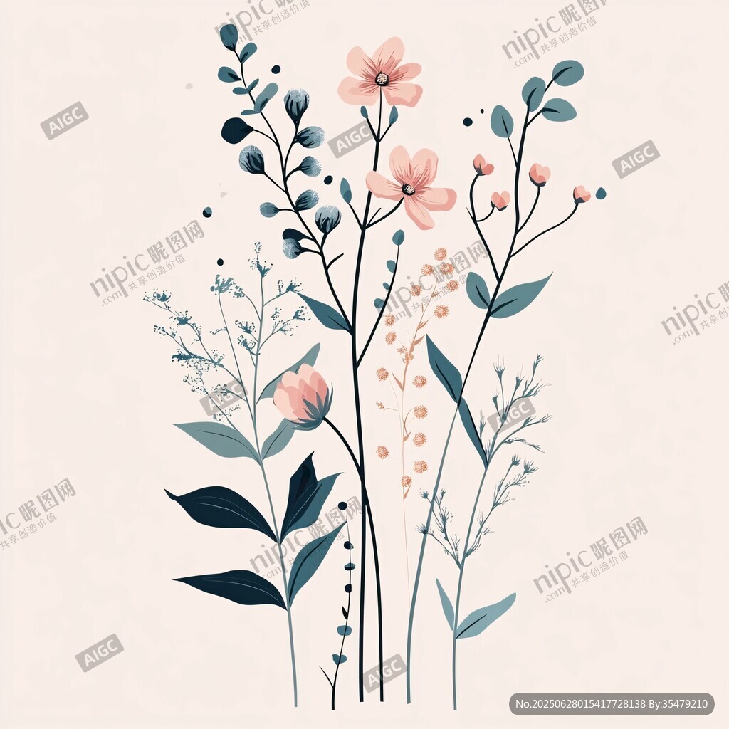清新手繪花卉插畫作品