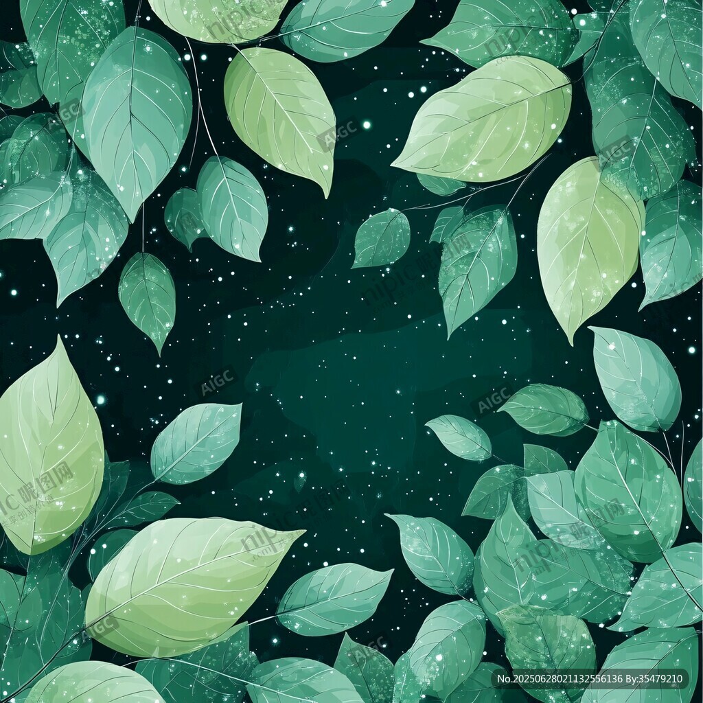 清新綠葉背景圖