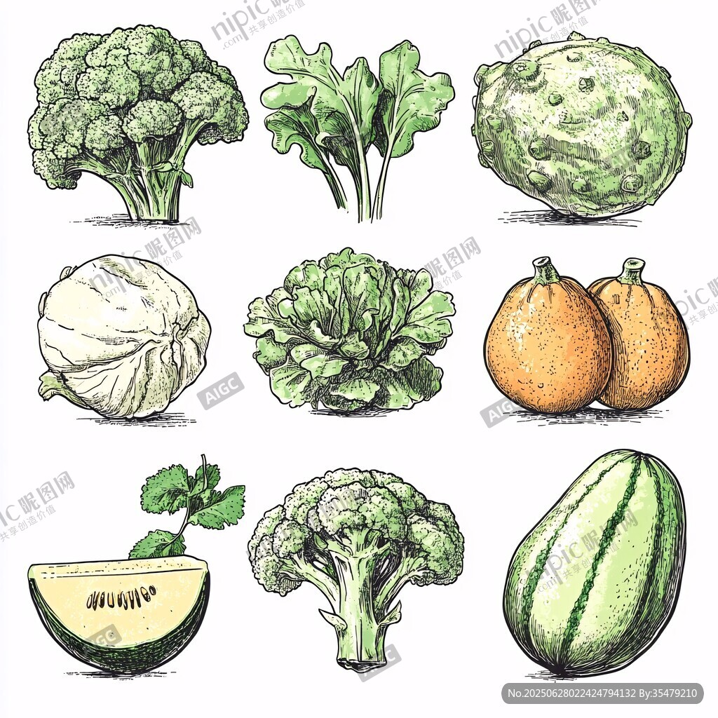 手繪蔬菜瓜果插畫集合