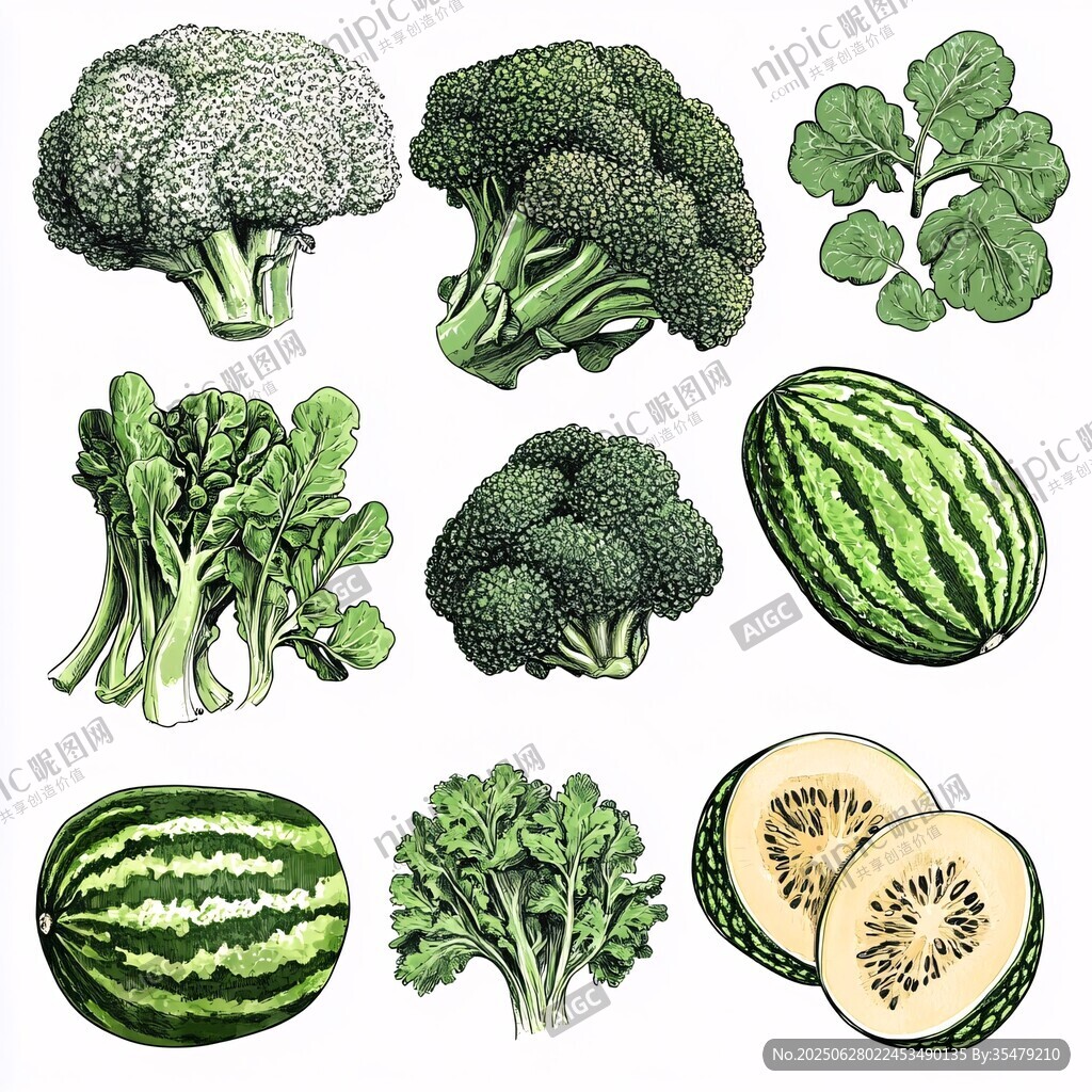 蔬菜與水果手繪插畫集合