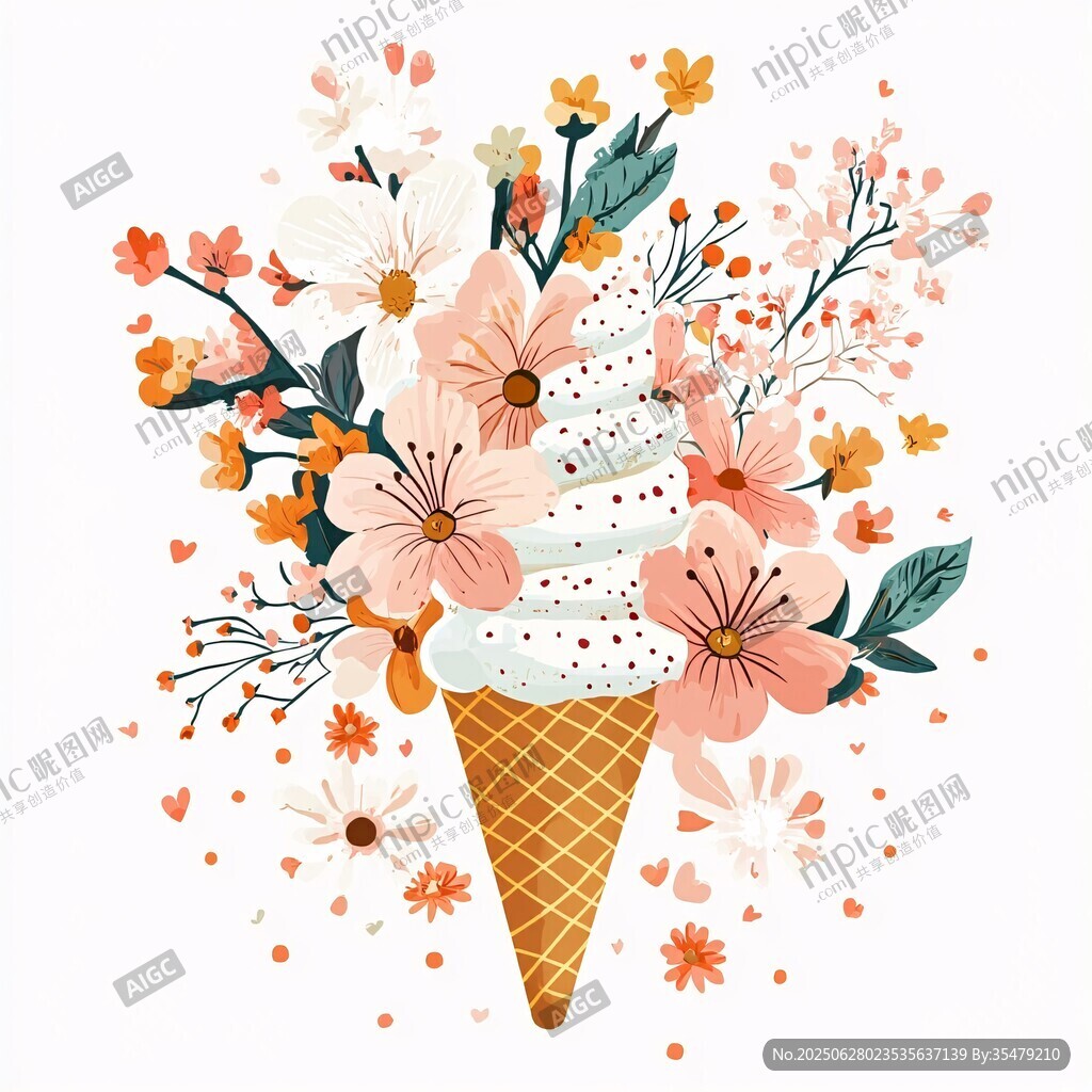 花漾冰淇淋插畫