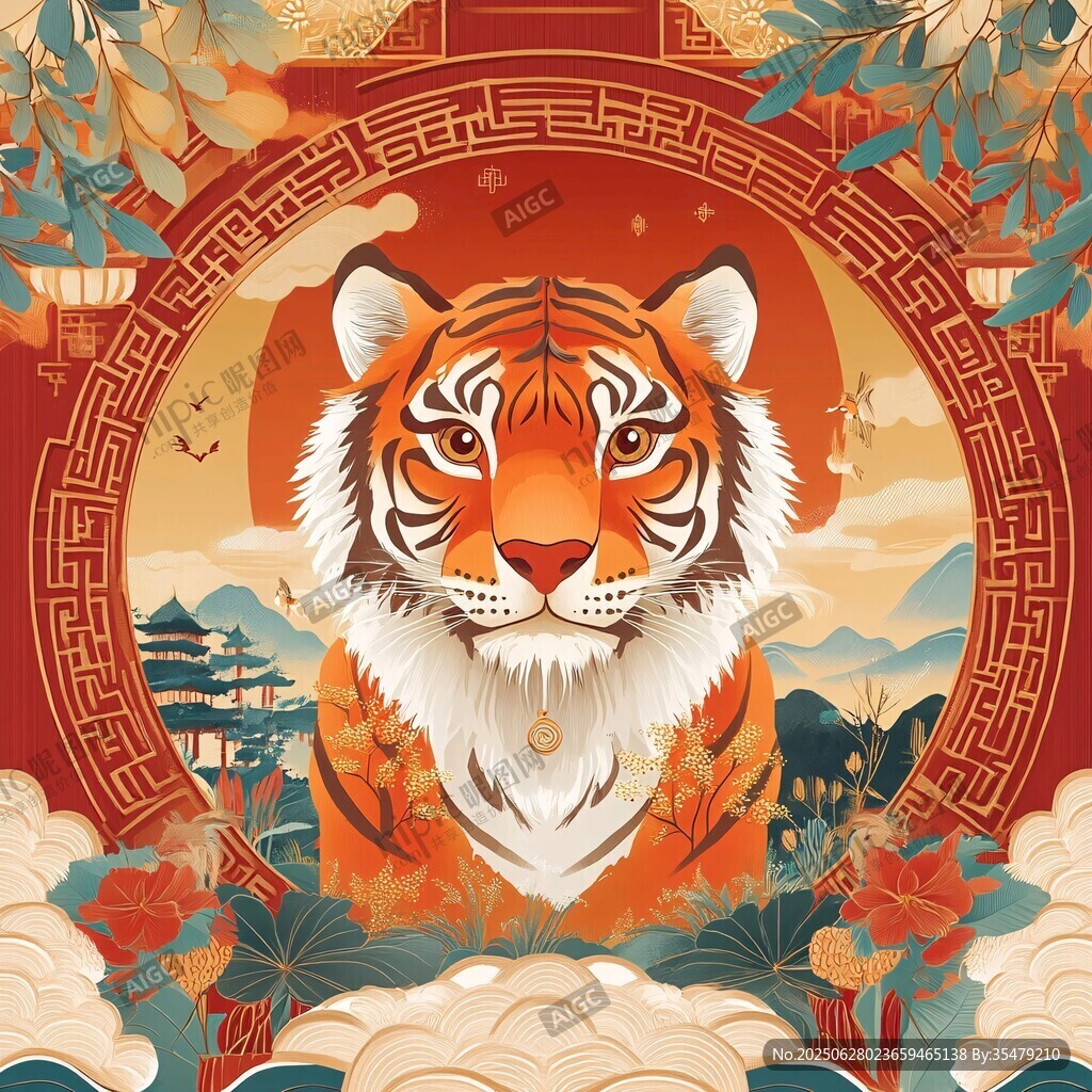 國潮虎年插畫 盡顯東方韻味