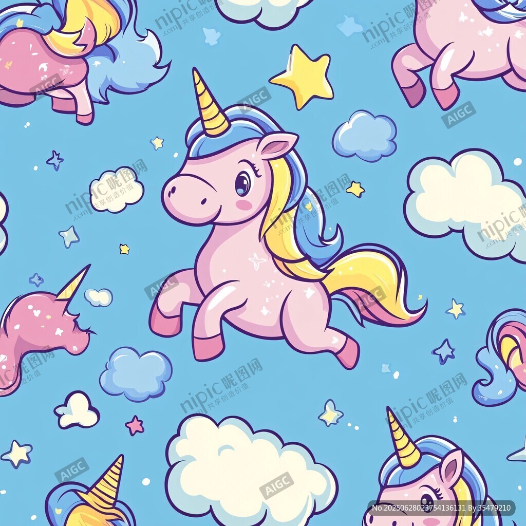 夢幻獨角獸云朵星空圖案