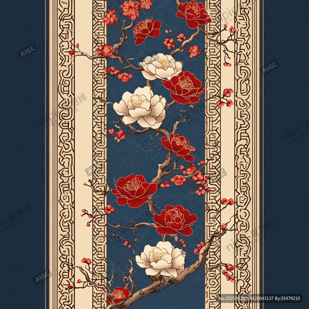 中式花卉紋樣古典裝飾圖案