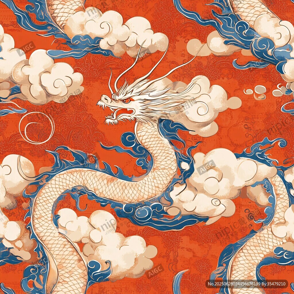 龍舞祥云中式傳統(tǒng)圖案
