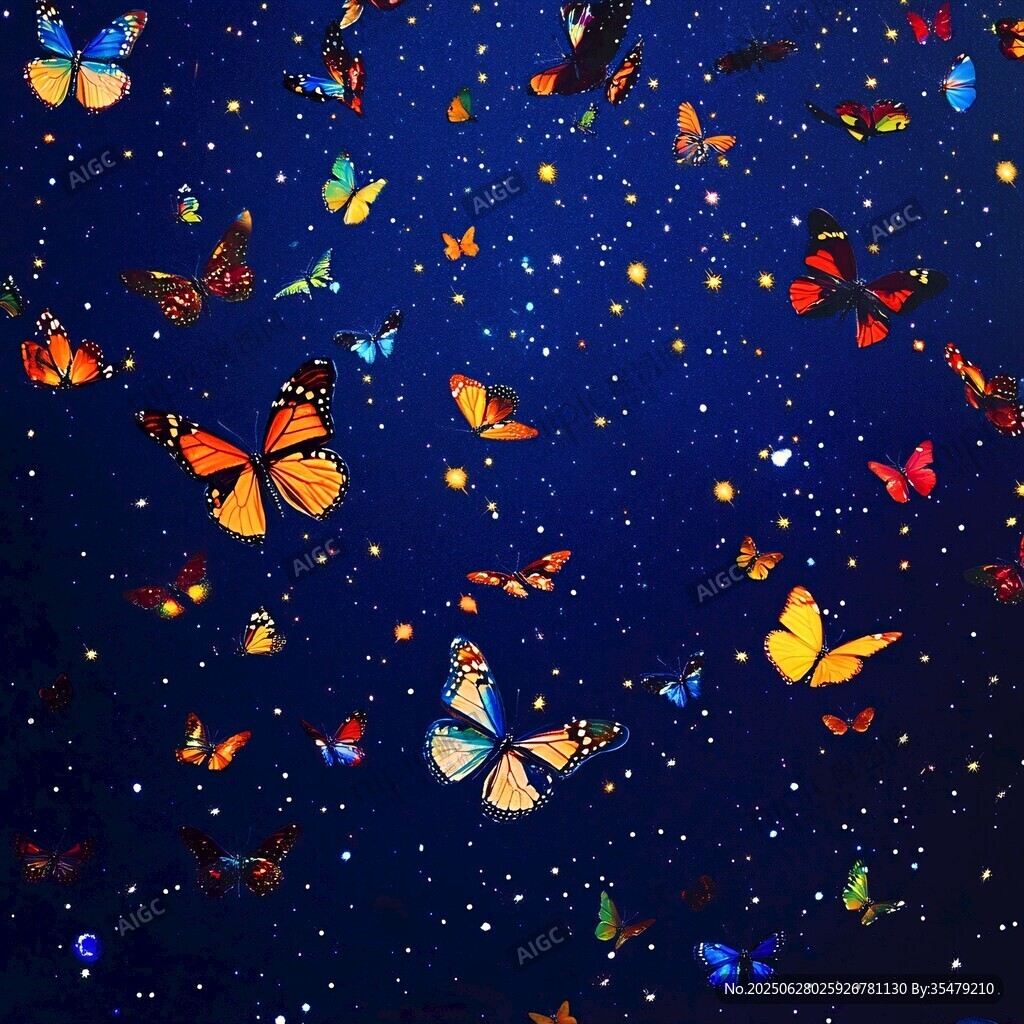 夢幻蝶群飛舞于夜空