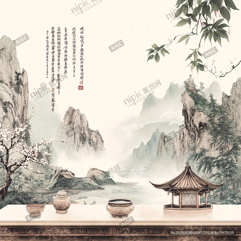 中式山水茶境古韻之美