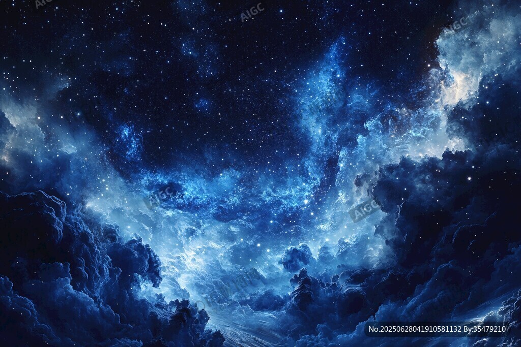 夢幻星空下的云海奇觀
