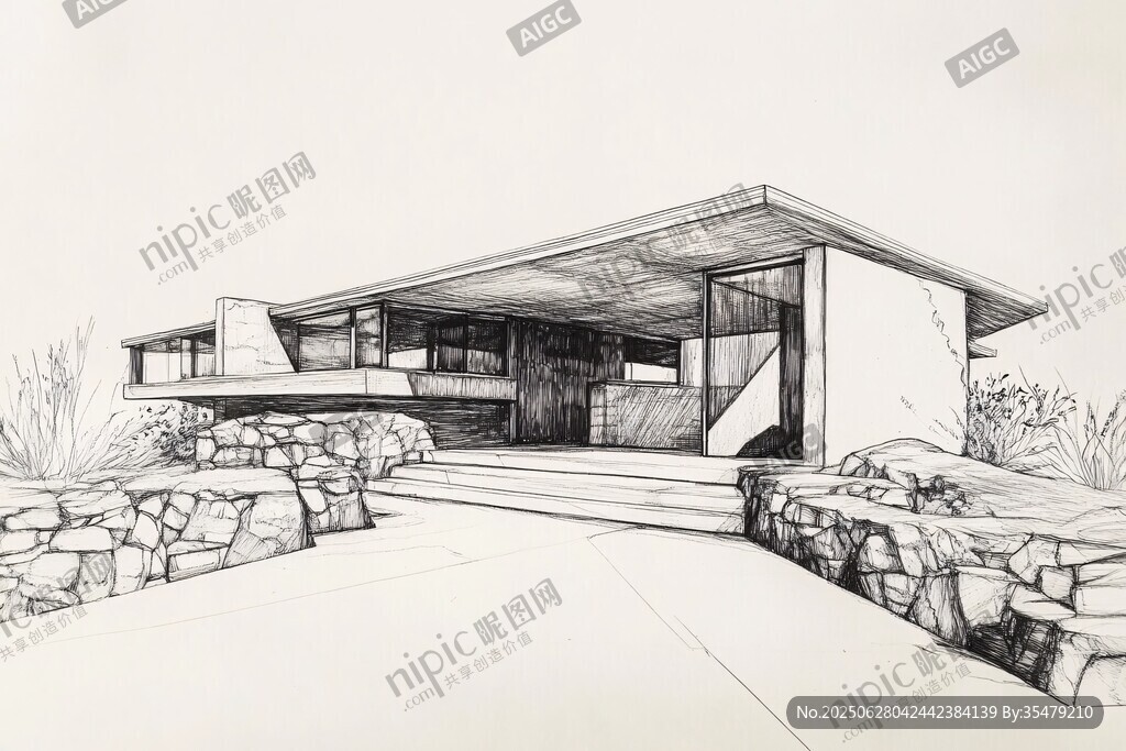 現(xiàn)代簡(jiǎn)約風(fēng)格建筑手繪圖