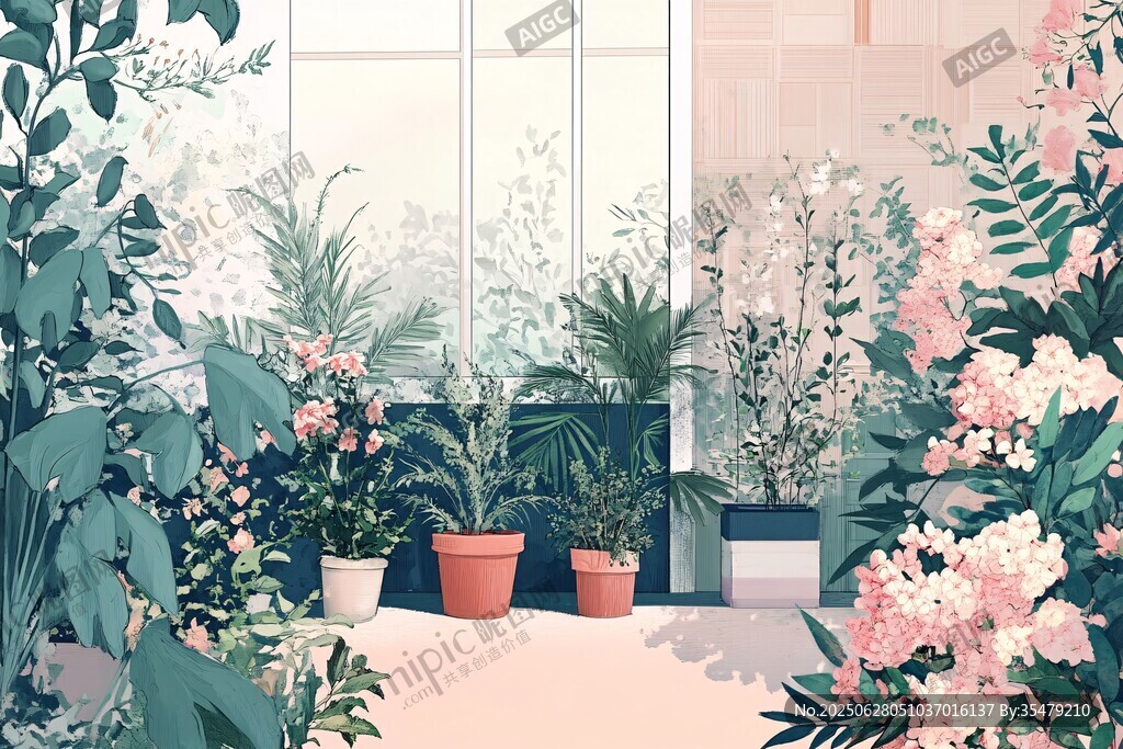 窗邊繁花綠植的愜意角落