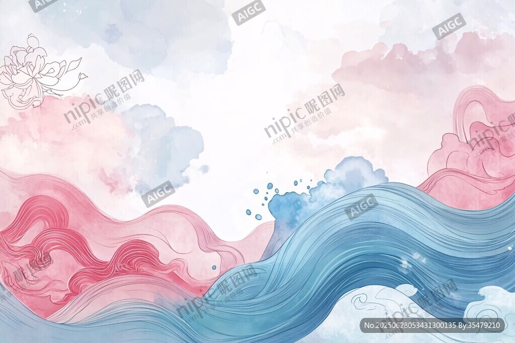 夢(mèng)幻云浪國(guó)風(fēng)背景圖