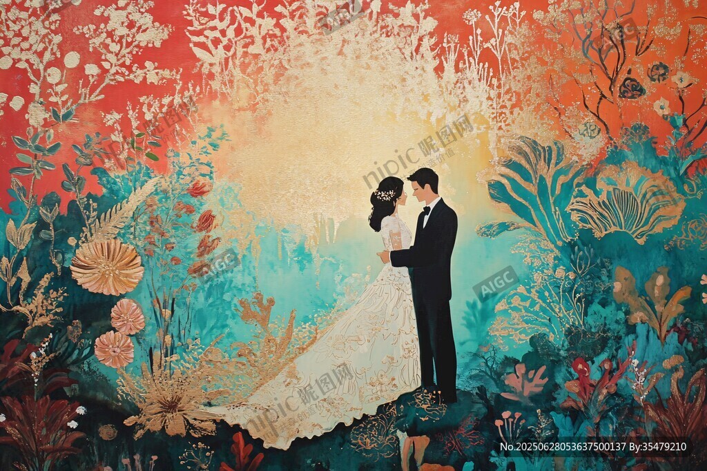 夢幻花園中的浪漫婚禮