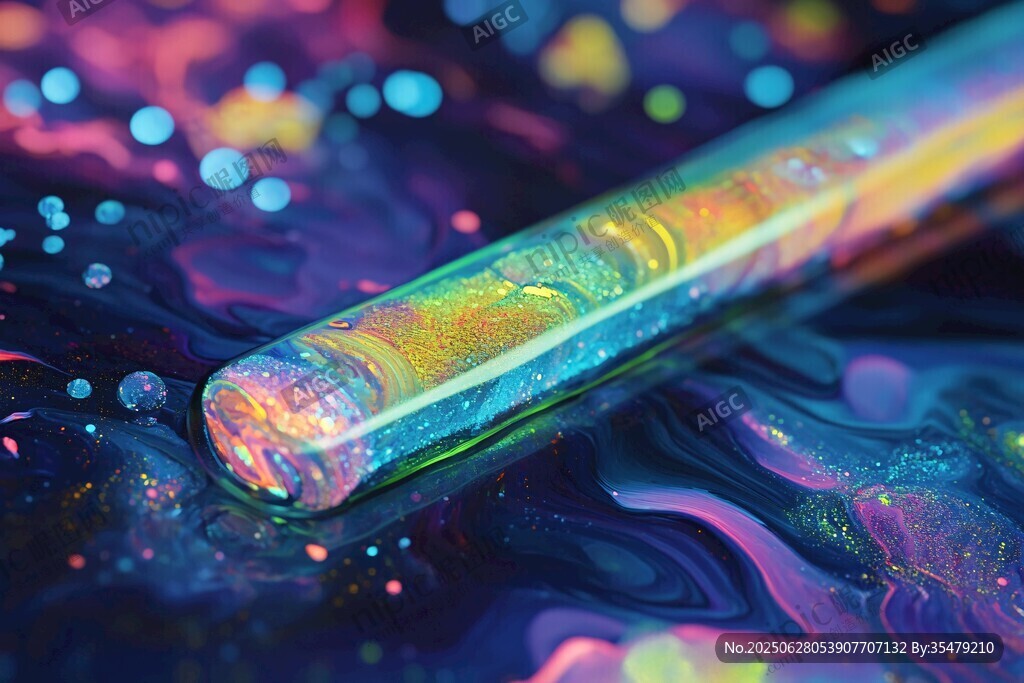炫彩試管與流動幻彩背景