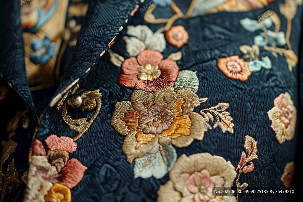 中式刺繡華服精致花卉圖案
