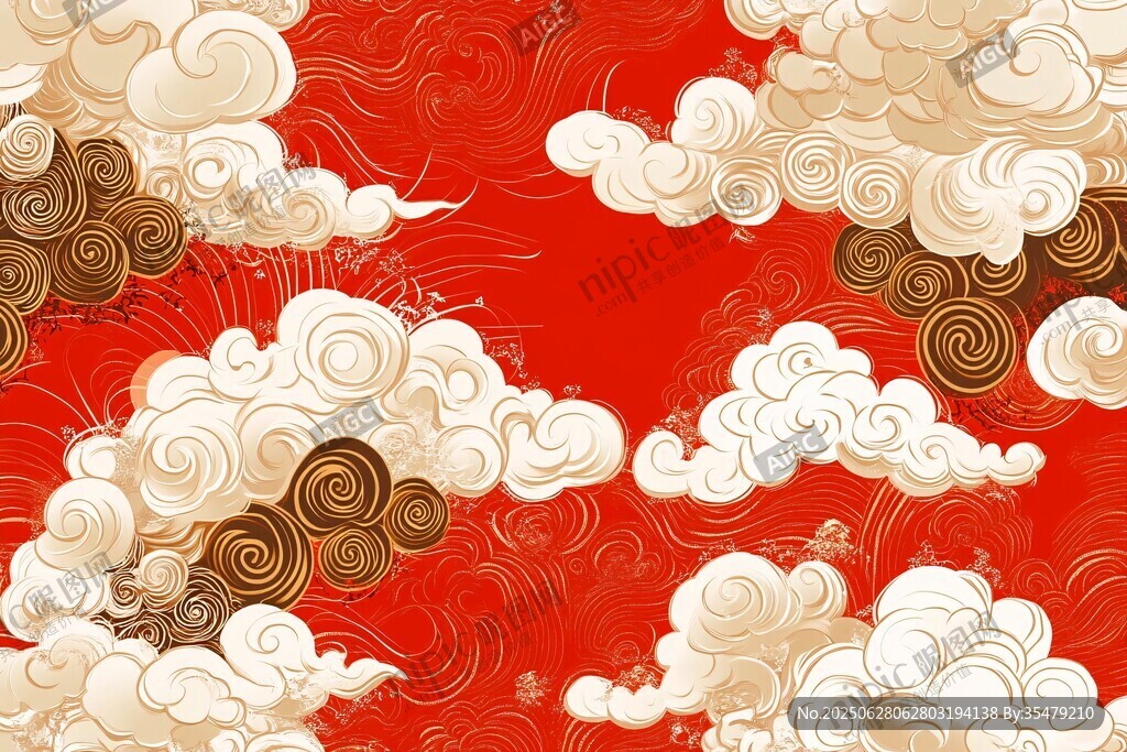 紅色祥云中式傳統(tǒng)紋理圖