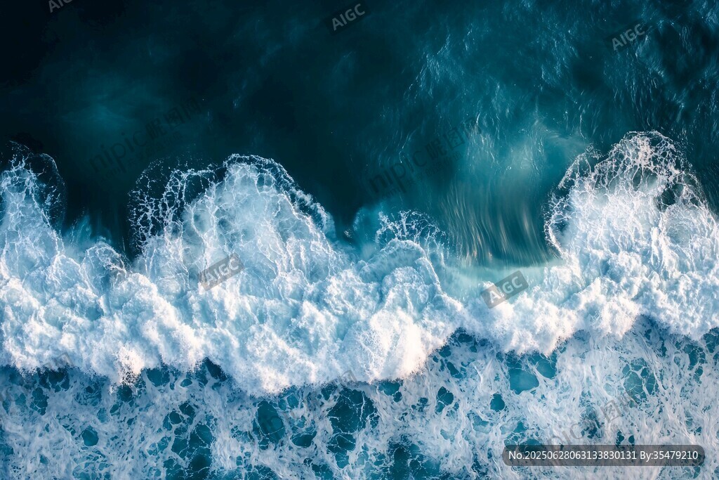 蔚藍海浪翻涌的迷人瞬間
