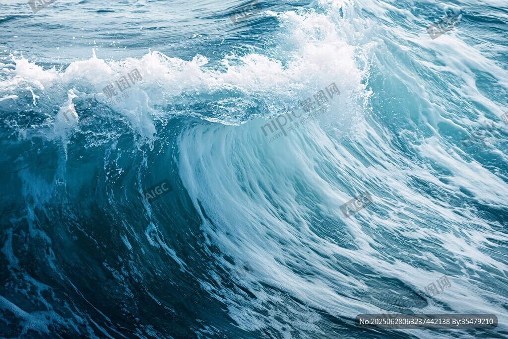 澎湃海浪 藍色海洋景觀